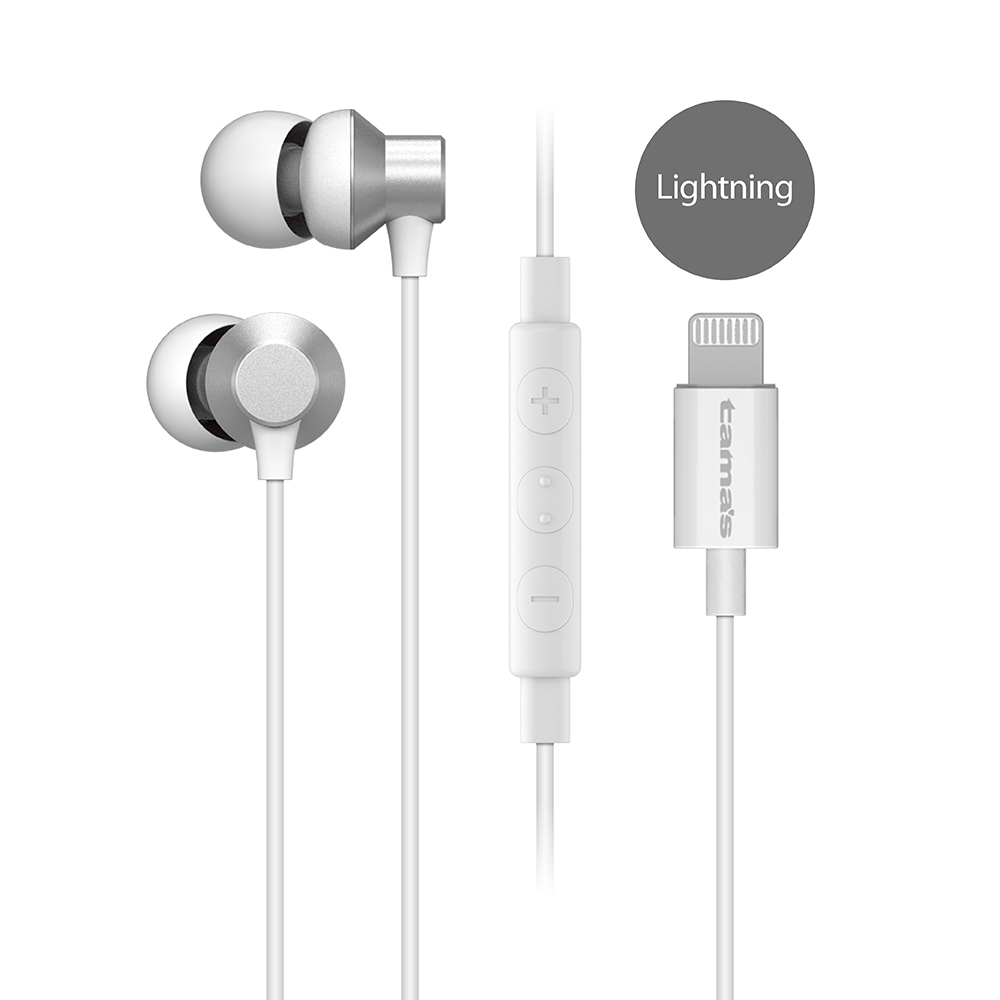 多摩電子工業LSH69LWのLightningコネクタとマイク付き3ボタンリモコン