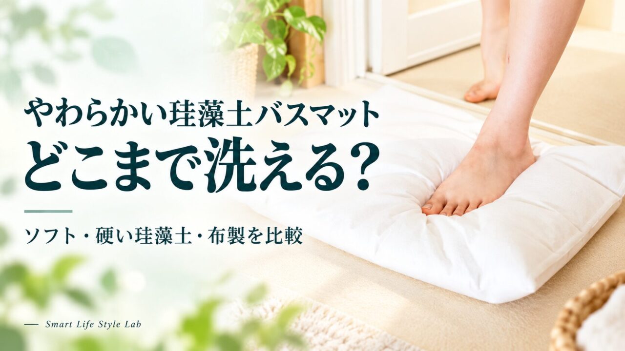 やわらかい珪藻土バスマット、どこまで洗える？ ソフト・硬い珪藻土・布製を比較