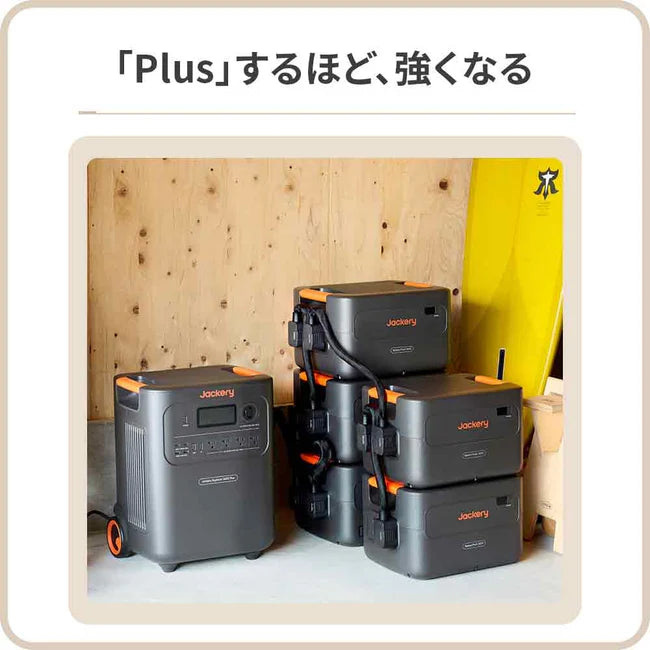 Jackery 3600 Plusと拡張バッテリーを並べたメーカー掲載写真