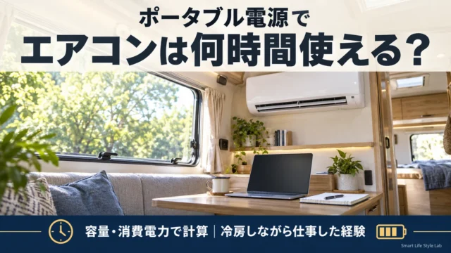 ポータブル電源でエアコンは何時間使える？容量と消費電力、TOM200での冷房経験から考える