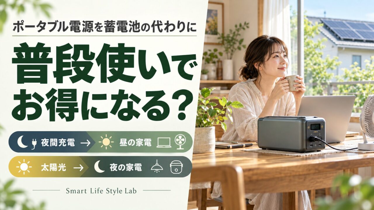 太陽光の自家消費と電力シフトで、ポータブル電源を蓄電池の代わりに使う