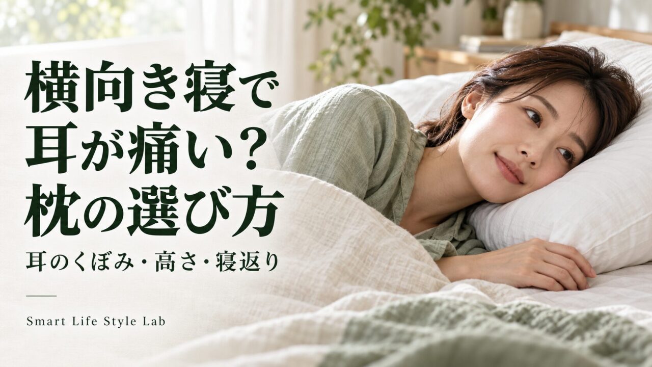 横向き寝で耳が痛いときの枕選び。耳のくぼみ・高さ・寝返りを確認